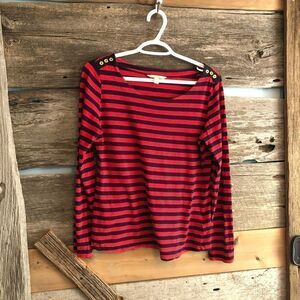 BANANA Republic Size Small Red/Navy Striped Long Sleeve Top